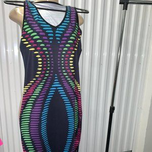 Black Multi- Colored Pattern Dress